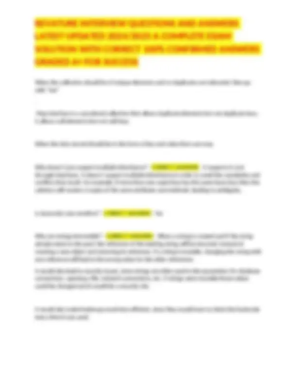 REVATURE INTERVIEW QUESTIONS AND ANSWERS LATEST UPDATED 2024/2025 A ...