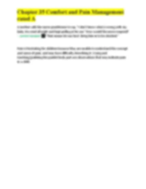 Chapter 35 Comfort and Pain Management rated A. | Exams Nursing | Docsity