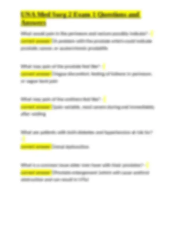 UNA Med Surg 2 Exam 1 Questions and Answers | Exams Nursing | Docsity