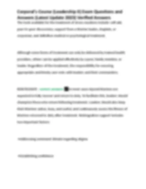 Corporal S Course Leadership Ii Exam Questions And Answers Latest