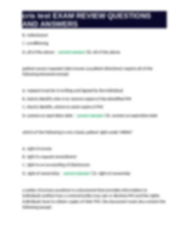 cris test EXAM REVIEW QUESTIONS AND ANSWERS | Exercises Nursing | Docsity