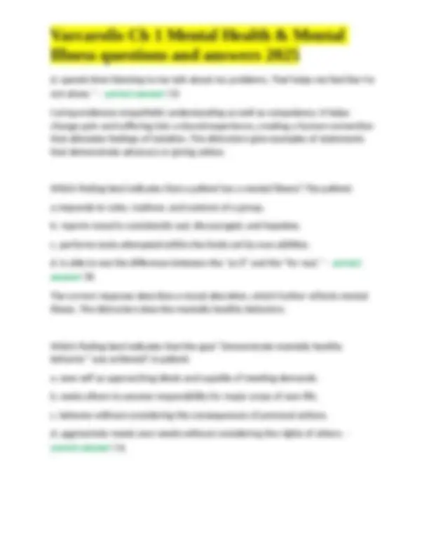 Varcarolis Ch 1 Mental Health & Mental Illness questions and answers ...