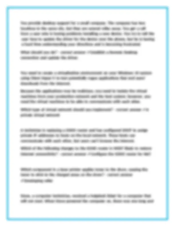 CompTia A+ 220-1001 Core 1 Certification Practice Exam with verified ...