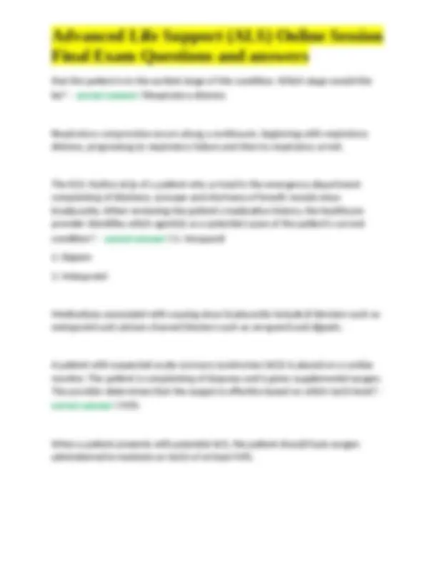 Advanced Life Support Als Online Session Final Exam Questions And