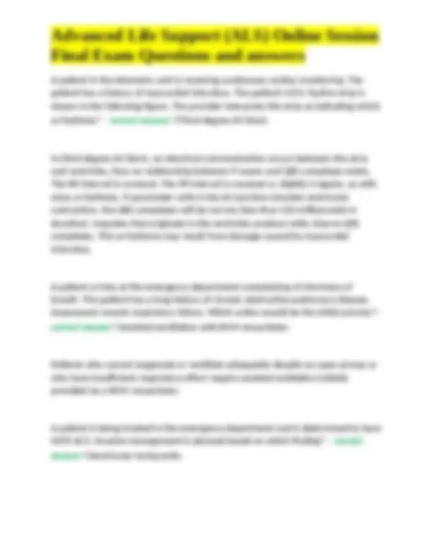 Advanced Life Support Als Online Session Final Exam Questions And