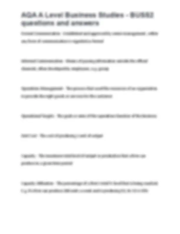 AQA A Level Business Studies - BUSS2 questions and answers. | Exams ...