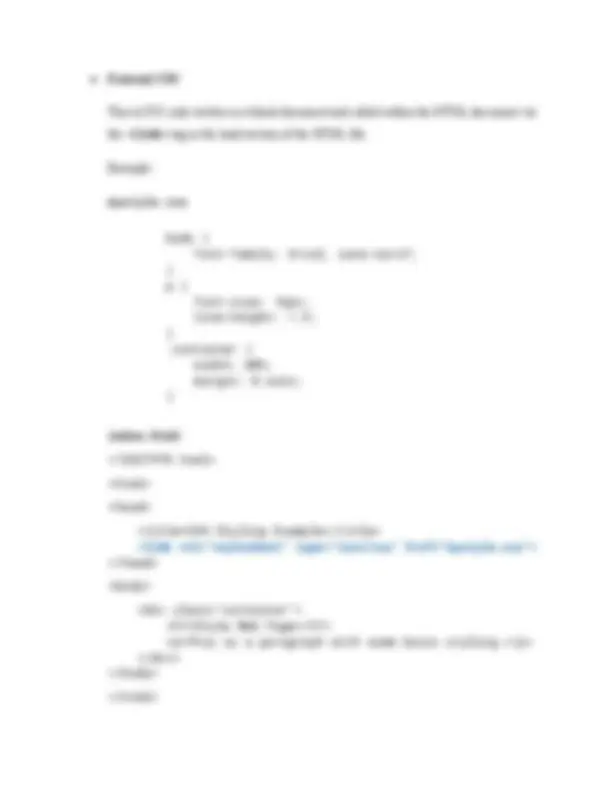 BEGINNER BASICS OF CSS | Lecture notes Web Design and Development | Docsity