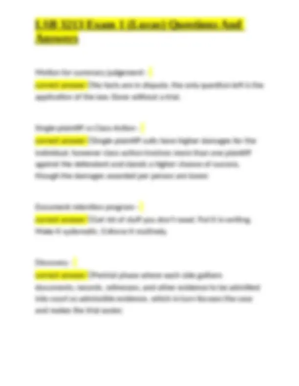 LSB 3213 Exam 1 (Lucas) Questions and Answers: Key Legal Concepts and ...