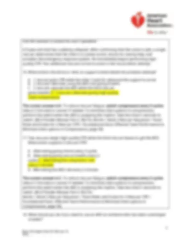 American Heart Association Basic Life Support Exam Questions with ...