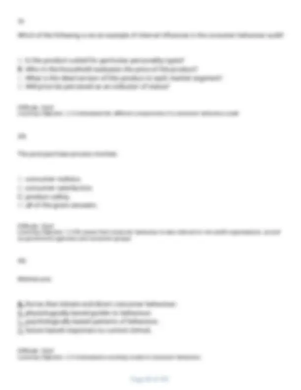 Consumer Behaviour Test Bank: Exam Questions with Correct Answers ...
