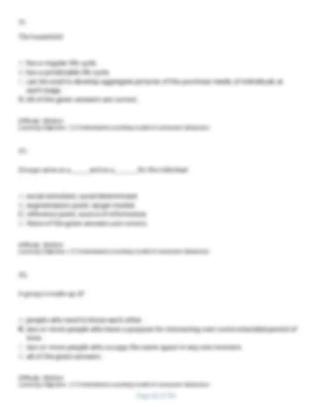 Consumer Behaviour Test Bank: Exam Questions with Correct Answers ...