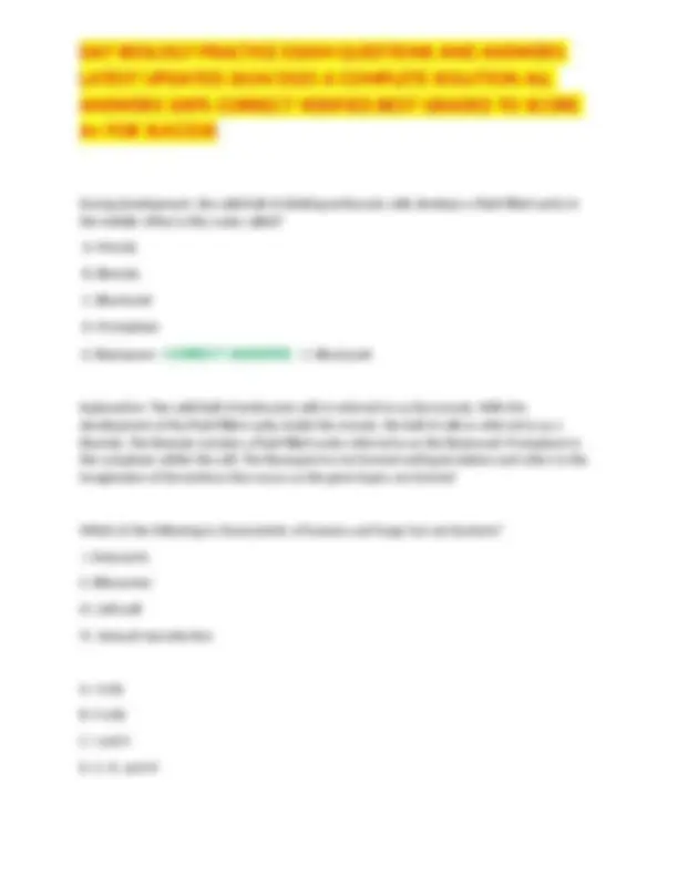 DAT BIOLOGY PRACTICE EXAM QUESTIONS AND ANSWERS LATEST UPDATED 2024/ ...