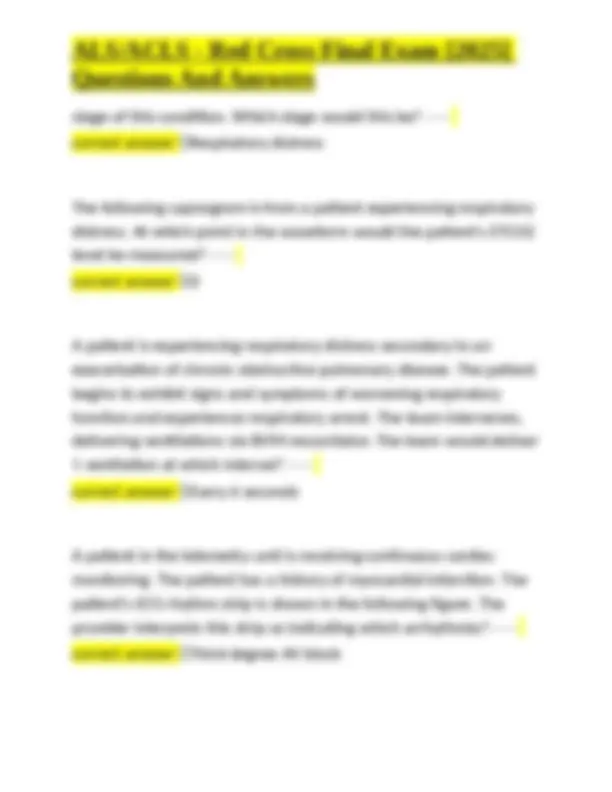 ALS/ACLS - Red Cross Final Exam [2025] Questions And Answers | Exams ...