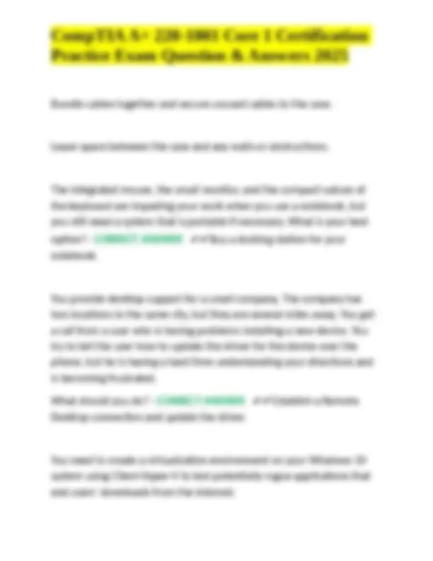 CompTIA A+ 220-1001 Core 1 Certification Practice Exam Question ...