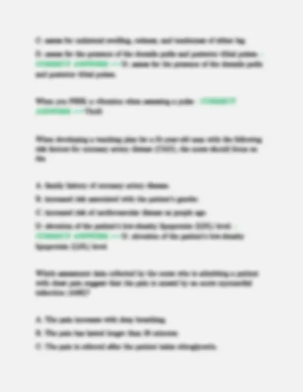 Care of the Adult Exam #1 with correct answers | Exams Nursing | Docsity