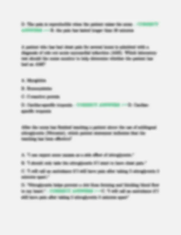 Care of the Adult Exam #1 with correct answers | Exams Nursing | Docsity