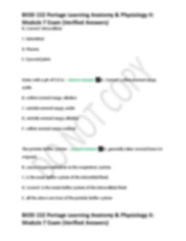 BIOD 152 Portage Learning Anatomy & Physiology II: Module 7 Exam ...