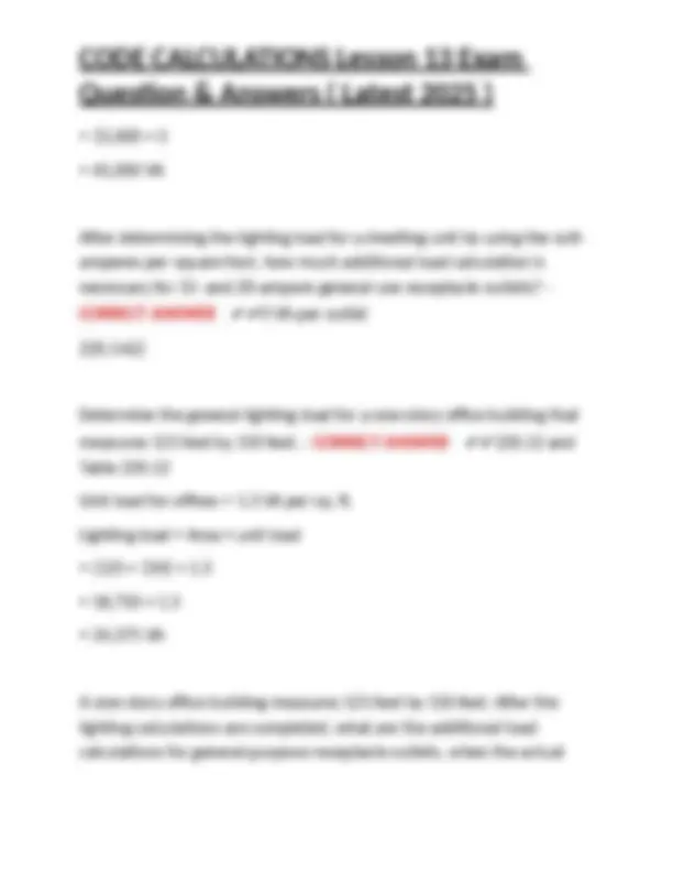 CODE CALCULATIONS Lesson 13 Exam: Questions and Answers (Latest 2025 ...