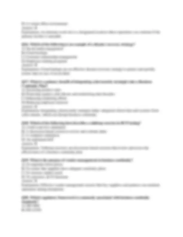 Bcp Questions Business Continuity Implementation Exam | Exams Technology | Docsity