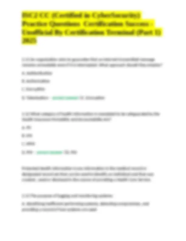 ISC2 CC (Certified in CyberSecurity) Practice Questions Certification ...