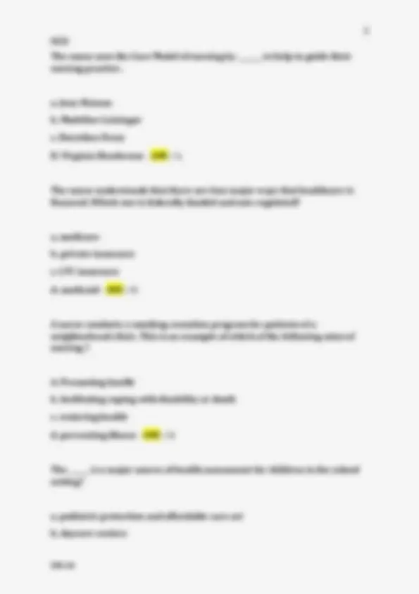 NUR 100 FINAL EXAM QUESTIONS WITH CORRECT VERIFIED SOLUTIONS 100% ...