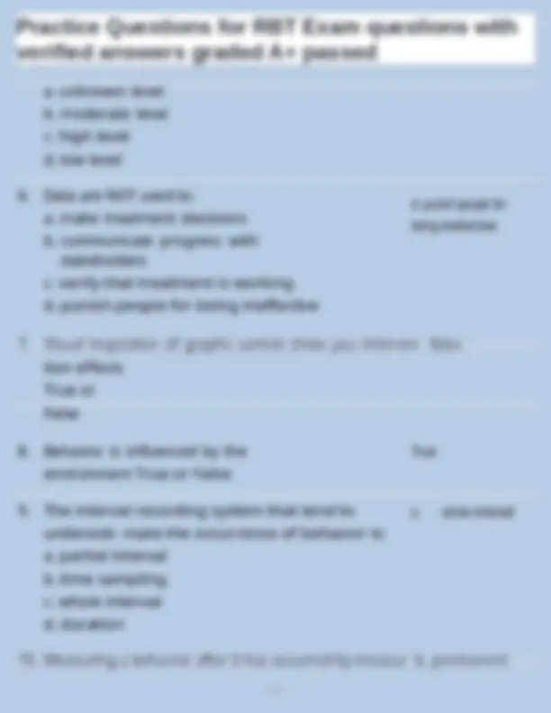 Practice Questions for RBT Exam questions with verified answers graded ...