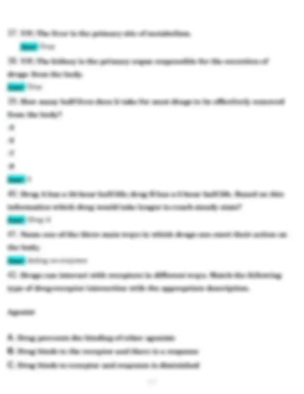 PHARMACOLOGY NURS 251 MODULE 1 EXAM PORTAGE LEARNING QUESTIONS AND ...