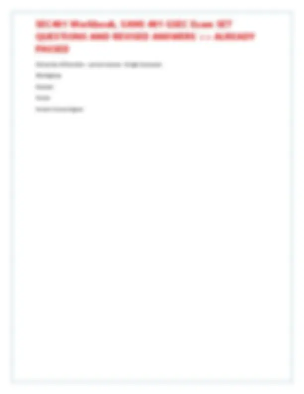 SEC401 Workbook, SANS 401 GSEC Exam SET QUESTIONS AND REVISED