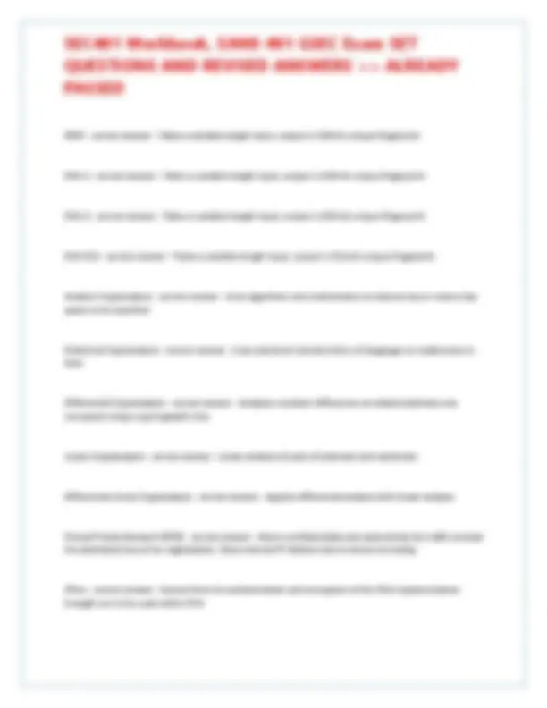 SEC401 Workbook, SANS 401 GSEC Exam SET QUESTIONS AND REVISED