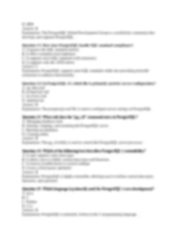 EDB PostgreSQL 13 Professional Exam | Exams Technology | Docsity