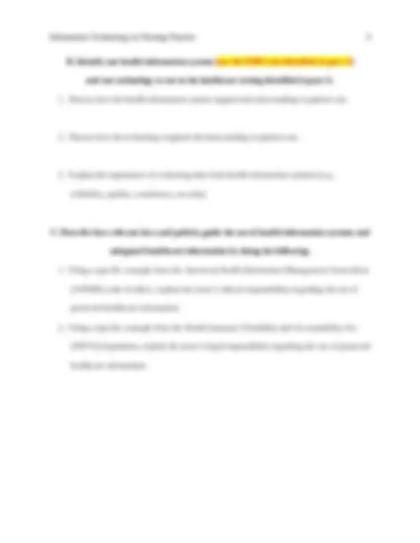 Information Technology in Nursing Practice | Thesis Accounting | Docsity