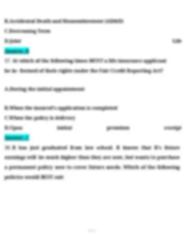 Pearson Vue Life Insurance Practice Exam (Latest 2025 / 2026) Qs and ...