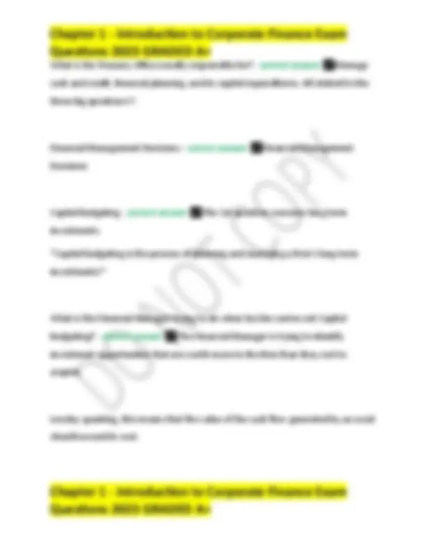 Chapter 1 - Introduction to Corporate Finance Exam Questions 2023 ...