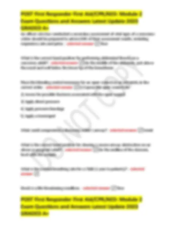 First Aid Module 2 POST First Responder First Aid Module 2 Exam Questions and Answers ...