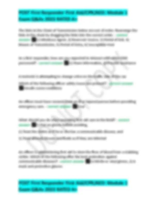 POST First Responder First Aid CPR AED Module 1 Exam Q&As 2023 | Exams ...