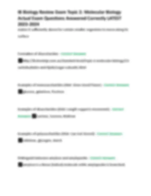 IB Biology Review Exam Topic 2 Molecular Biology Actual Exam Questions ...