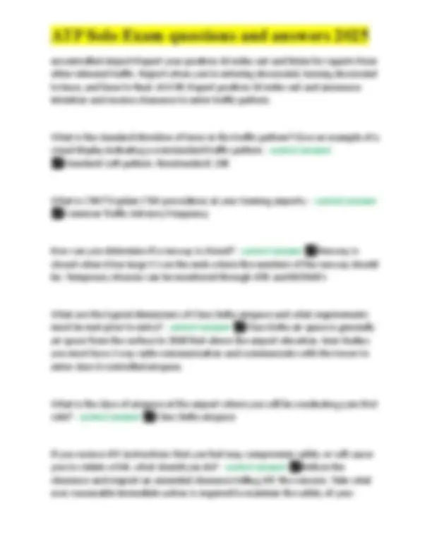 ATP Solo Exam questions and answers 2025 | Exams Nursing | Docsity