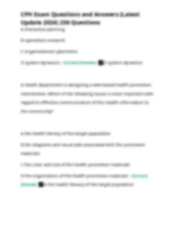 CPH Exam Questions and Answers: Public Health Principles and Practice ...