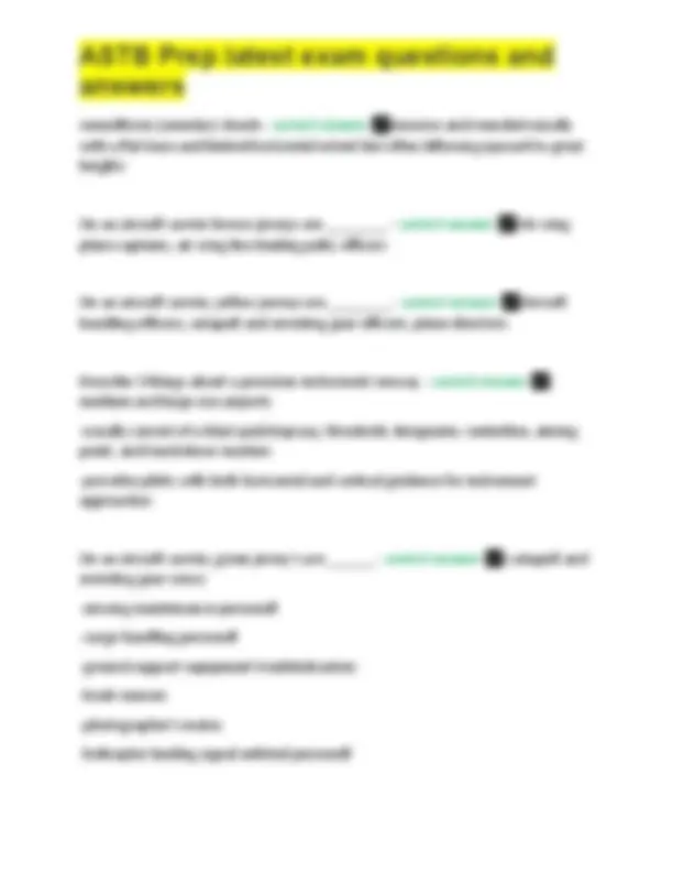 ASTB Prep latest exam questions and answers | Exams Nursing | Docsity