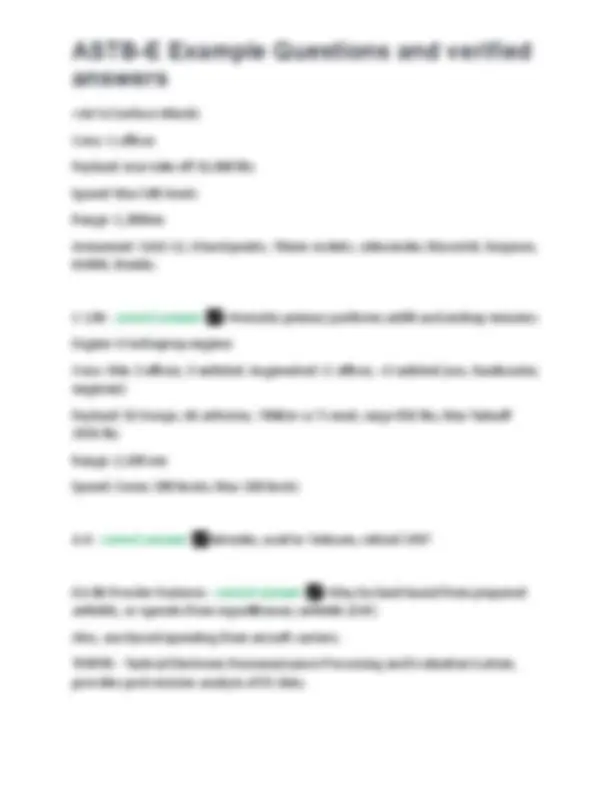 ASTB-E Example Questions and verified answers | Exams Nursing | Docsity