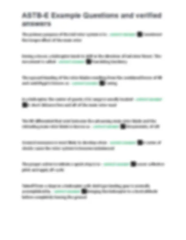 ASTB-E Example Questions and verified answers | Exams Nursing | Docsity