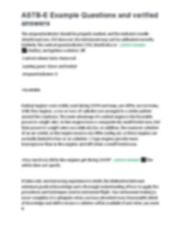 ASTB-E Example Questions and verified answers | Exams Nursing | Docsity