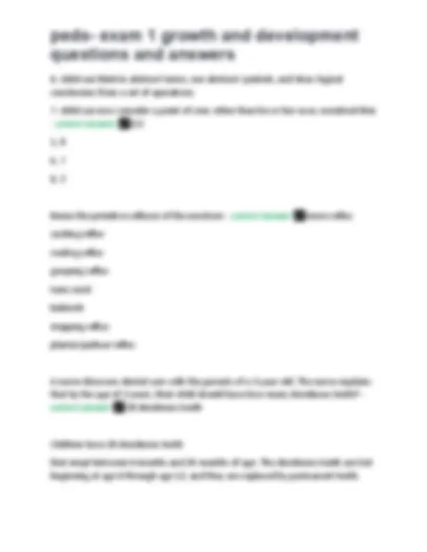 peds- exam 1 growth and development questions and answers | Exams ...