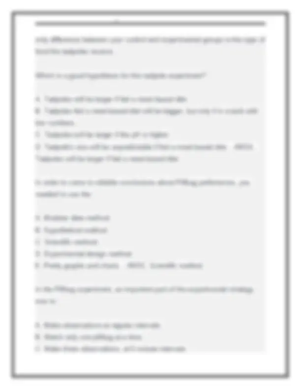 Scientific Method Lab Quiz. Questions & Correct Answers. Graded A ...