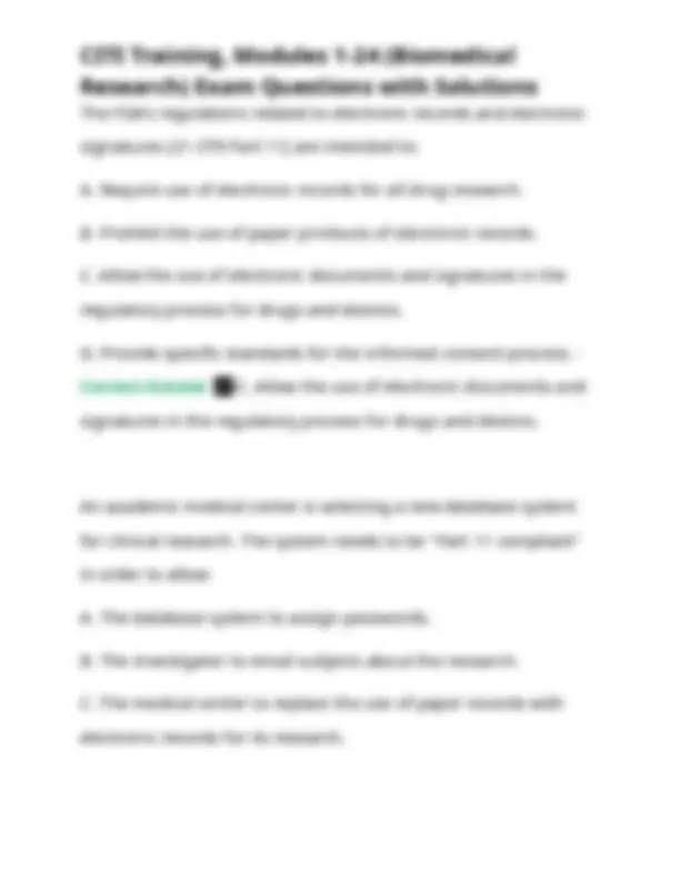 CITI Training, Modules 1-24 (Biomedical Research) Exam Questions with ...