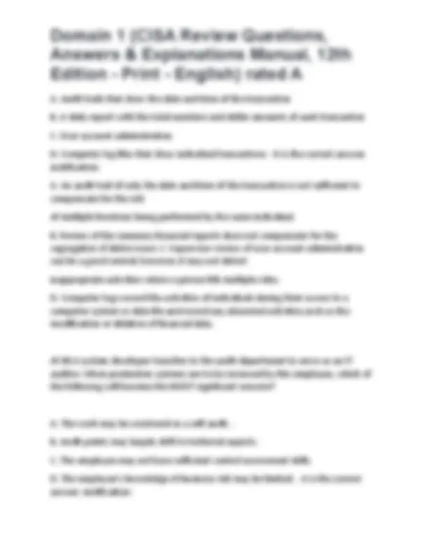 Domain 1 (CISA Review Questions, Answers & Explanations Manual