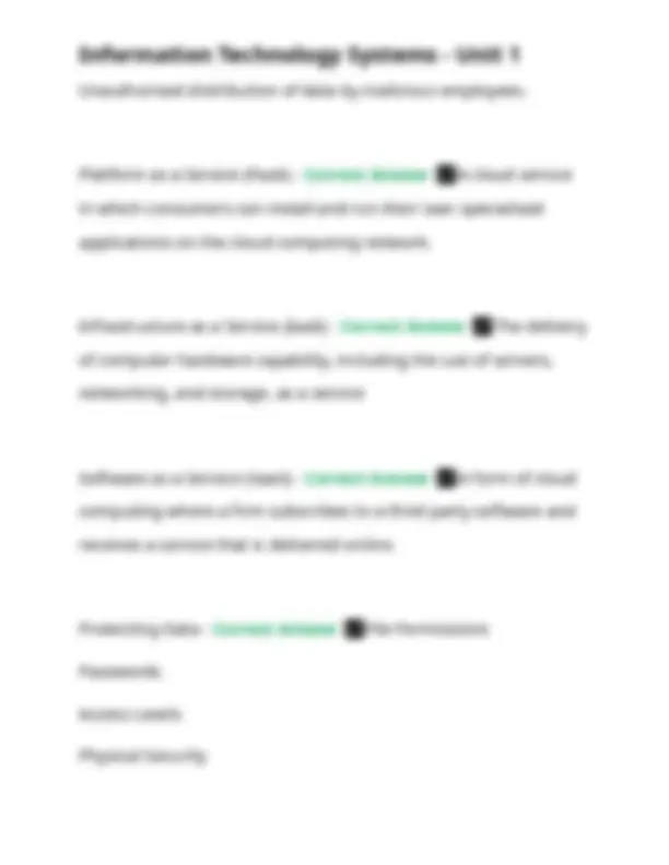 Information Technology Systems - Unit 1 | Exams Nursing | Docsity