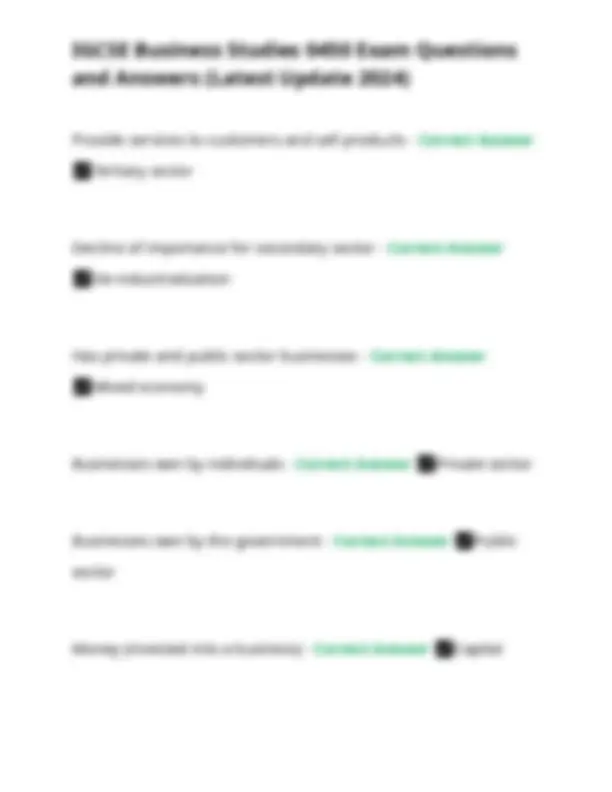 IGCSE Business Studies 0450 Exam Questions and Answers (Latest Update ...