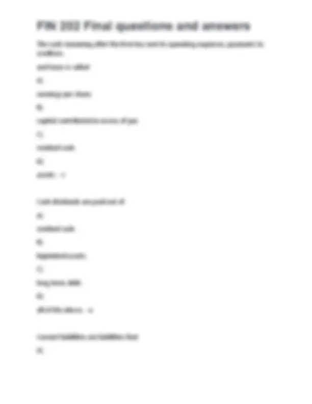 FIN 202 Final Exam Questions and Answers: A Comprehensive Review of Key ...