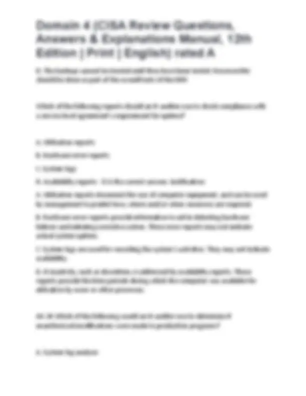 Domain 4 (CISA Review Questions, Answers & Explanations Manual, 12th ...